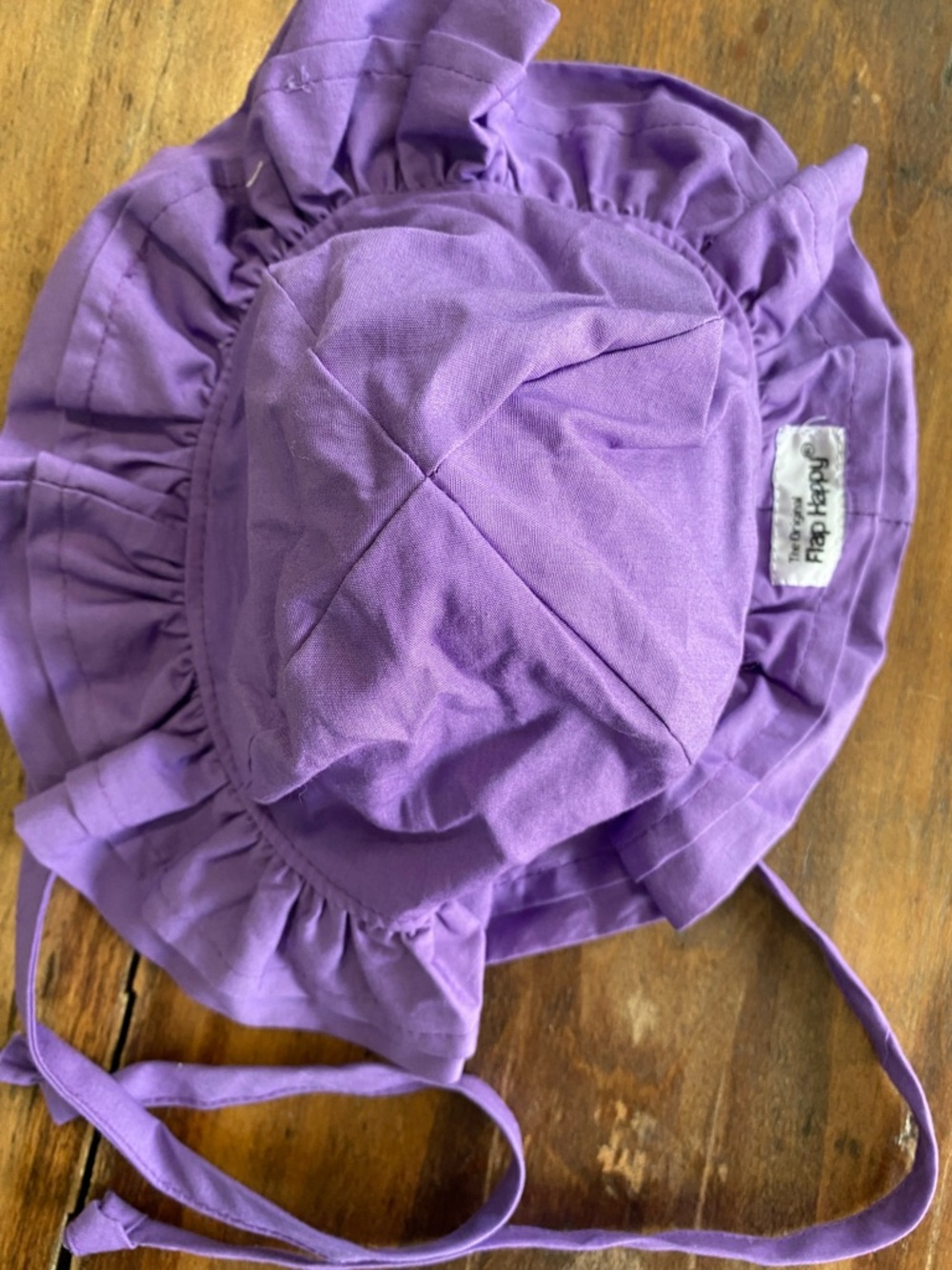 Flap Happy Lavender Ruffle Sun Hat with Tie Straps NWT